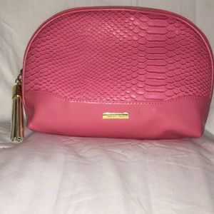 Sofia joy pink faux snake skin cosmetic bag
